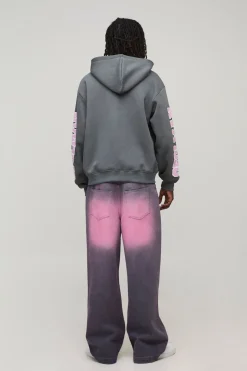 Jean Denim Large Teinté avec Déchirures et Réparations