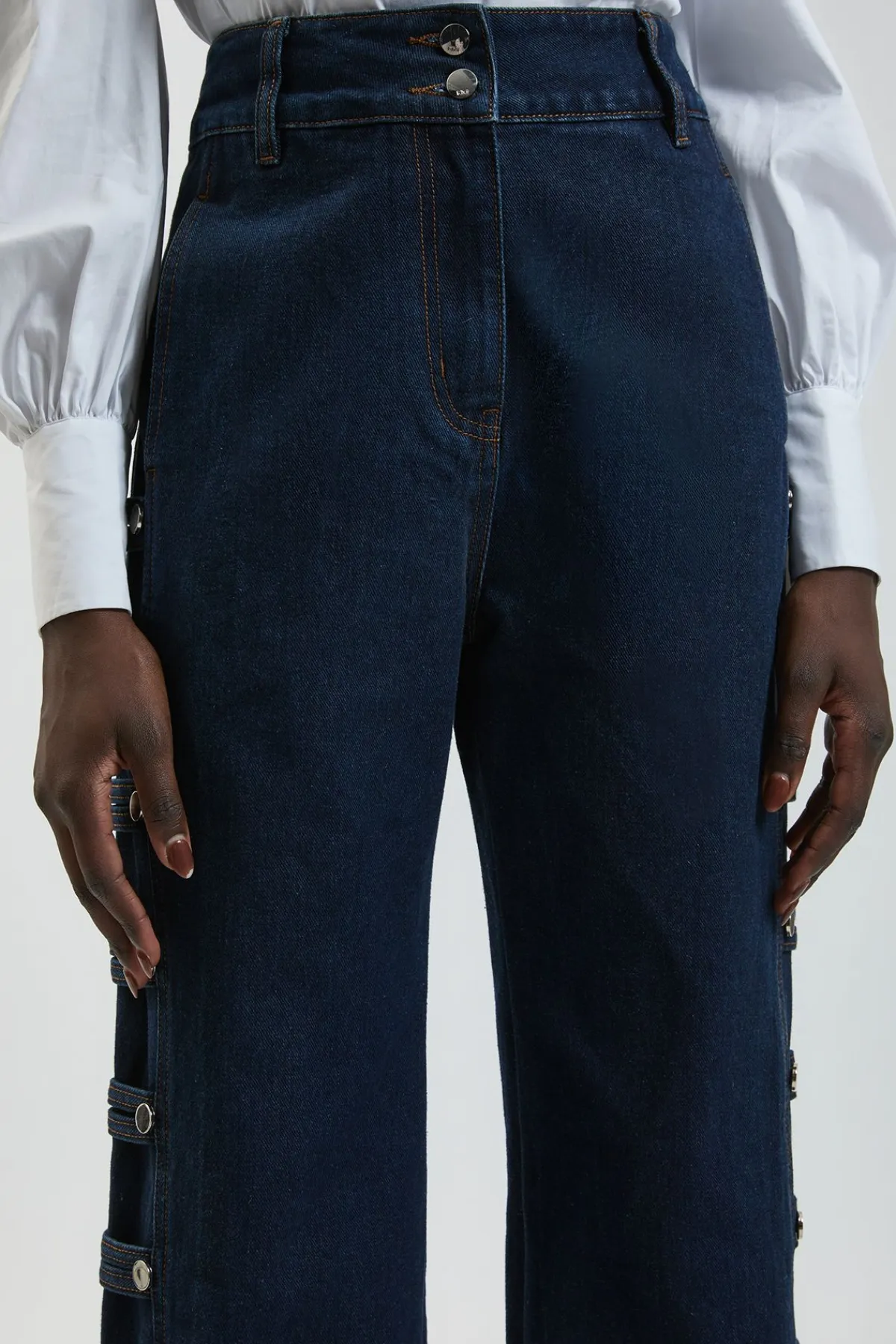 KarenMillen Jean Denim Militaire À Panneaux<Femme Denim|Jeans