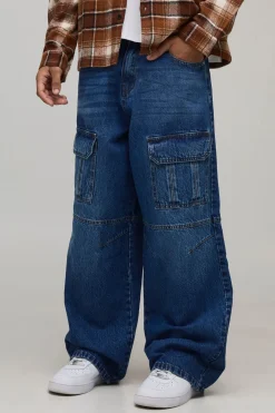 Jean Denim Super Baggy à Poches Cargo