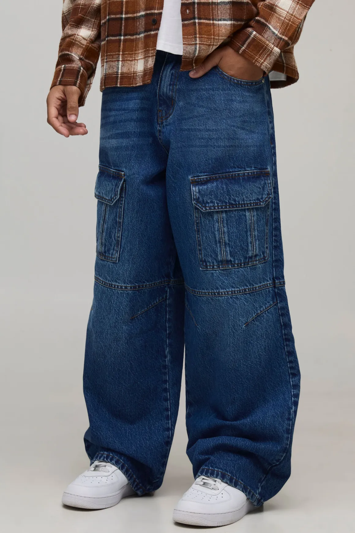 Jean Denim Super Baggy à Poches Cargo