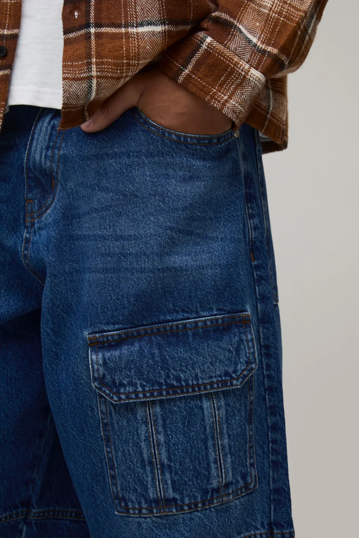 Jean Denim Super Baggy à Poches Cargo