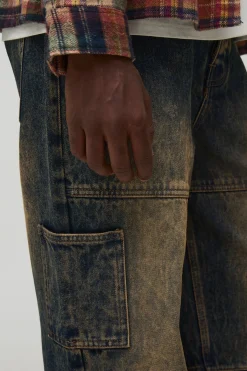 boohooMAN Jean de Travail Carpenter Délavé Coupe Décontractée<Homme Denim|Denim