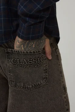 Jean Délavé Coupe Ample Baggy Avec Détails Gaufrés Effet Vintage Pour Grande Taille