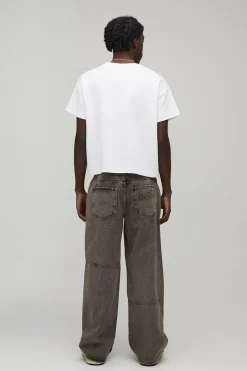 Jean Délavé Coupe Baggy avec Détails Gaufrés Style Vintage
