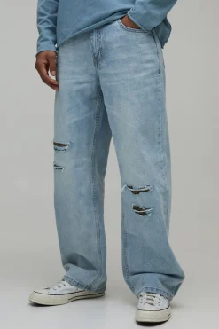 boohooMAN Jean Délavé Déchiré et Réparé à Motif Léopard Coupe Décontractée<Homme Denim|Denim