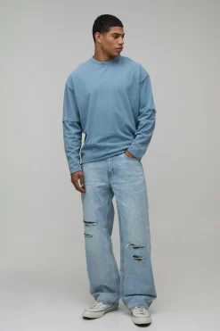 boohooMAN Jean Délavé Déchiré et Réparé à Motif Léopard Coupe Décontractée<Homme Denim|Denim