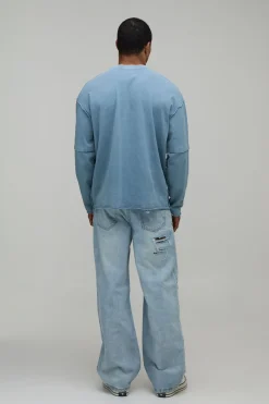 boohooMAN Jean Délavé Déchiré et Réparé à Motif Léopard Coupe Décontractée<Homme Denim|Denim