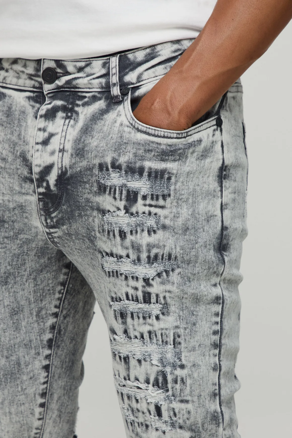 Jean Délavé Déchiré Évasé Skinny Empilé