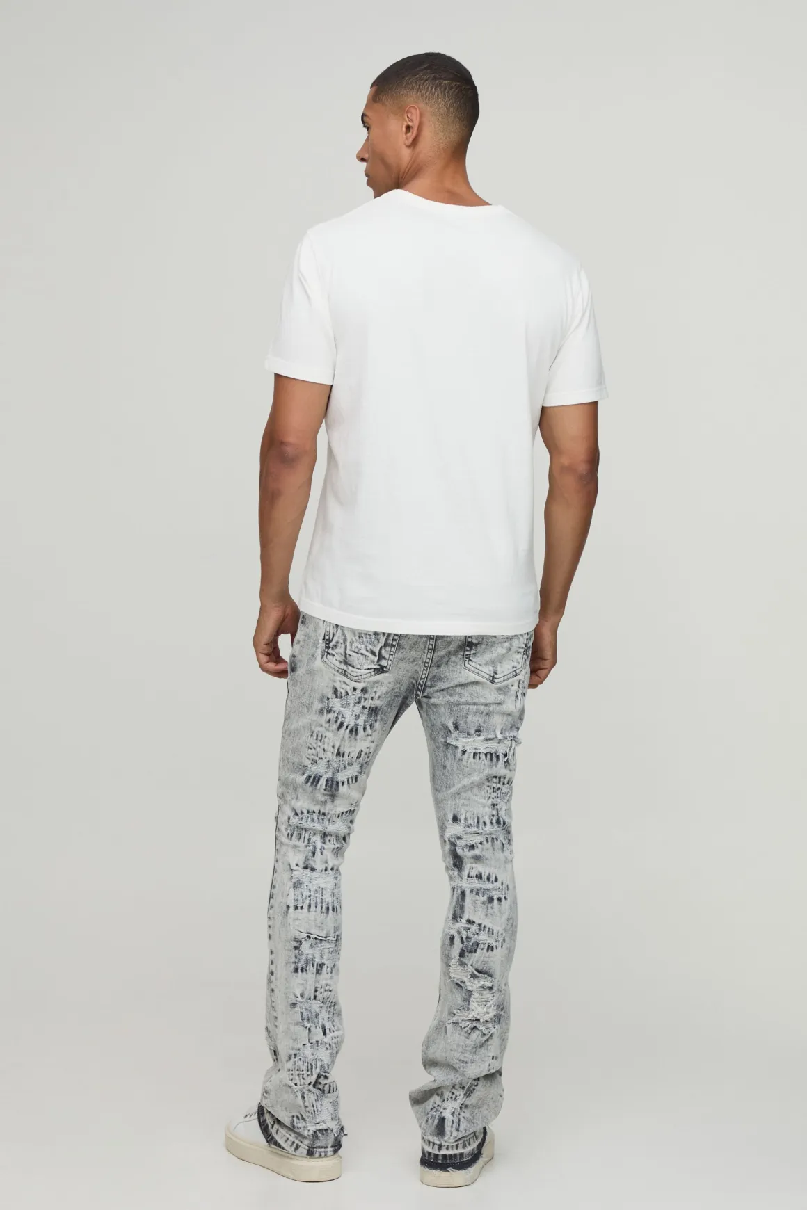 Jean Délavé Déchiré Évasé Skinny Empilé