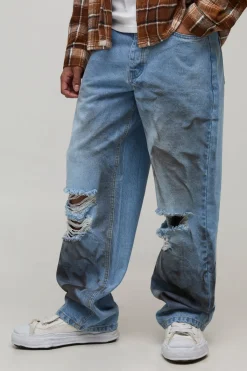 boohooMAN Jean Délavé à Genoux Déchirés Coupe Décontractée<Homme Denim|Denim
