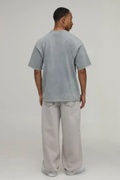 boohooMAN Jean Délavé Ice À Strass Intégraux Coupe Décontractée<Homme Denim|Denim