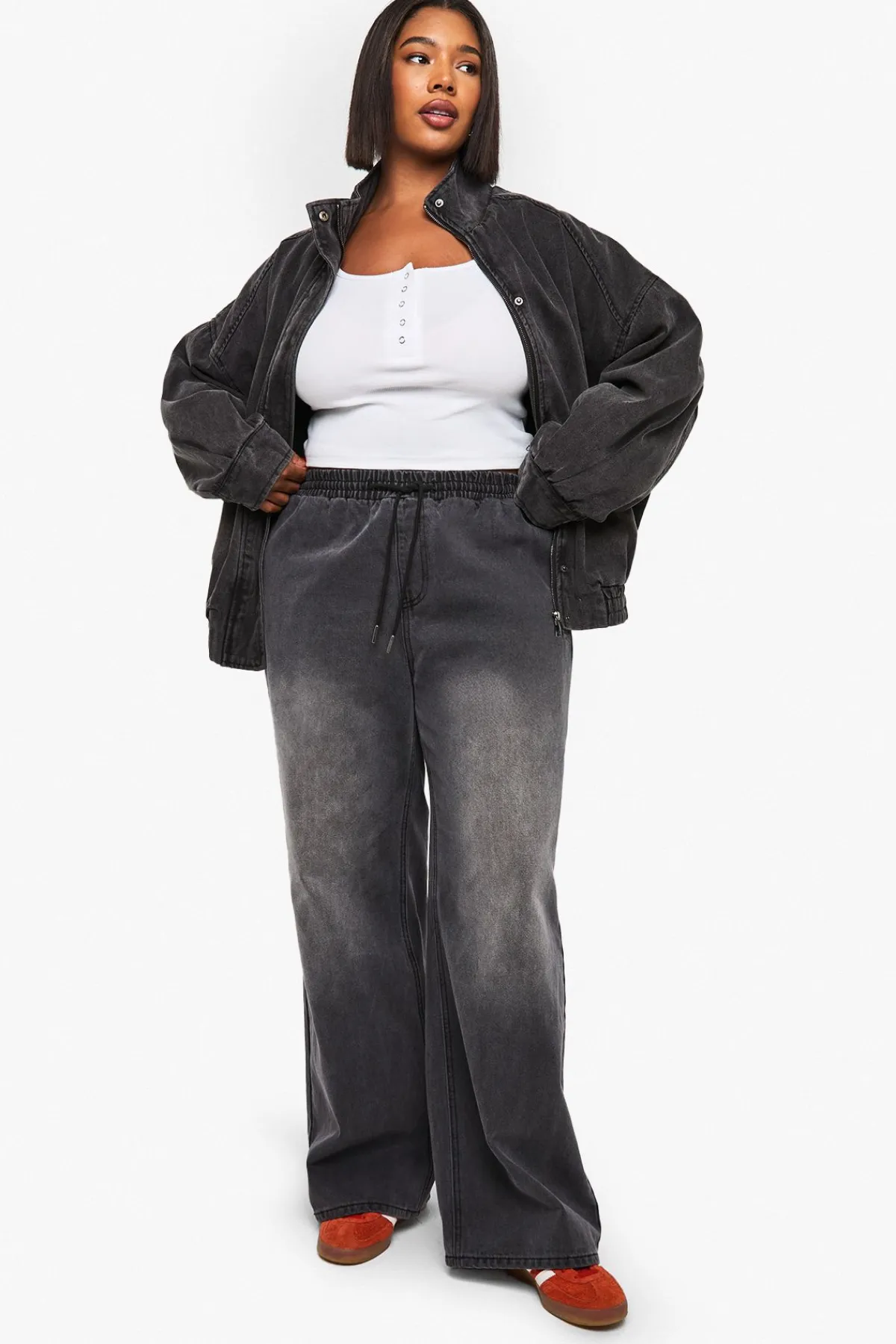 boohoo Jean délavé à taille élastique Plus<Femme Denim|Jeans