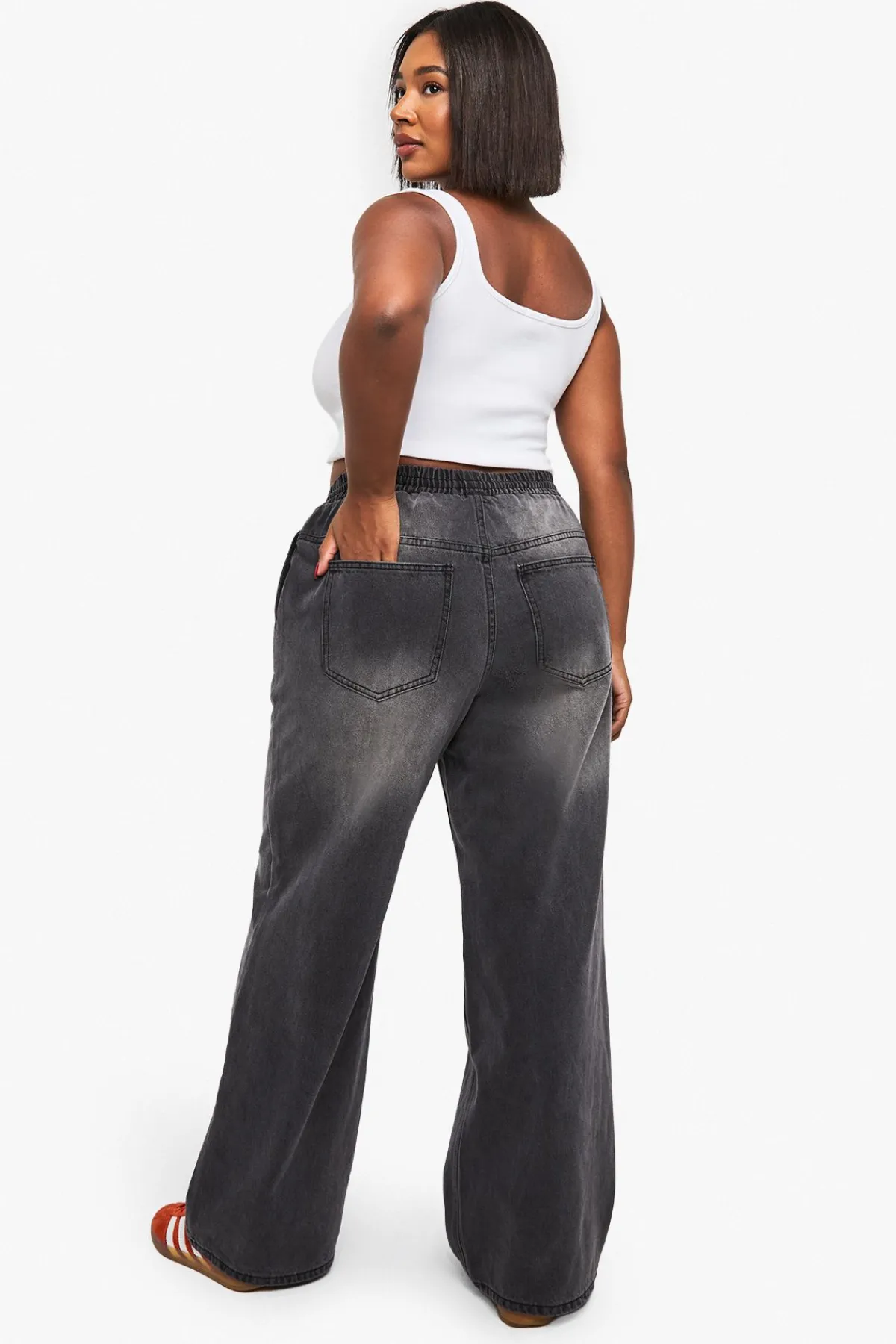 boohoo Jean délavé à taille élastique Plus<Femme Denim|Jeans