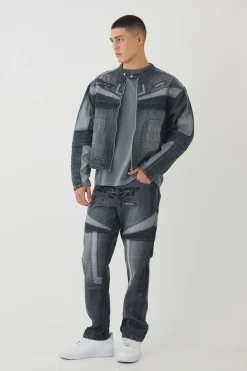 Jean droit à écussons moto