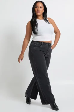 boohoo Jean droit délavé Plus<Femme Denim|Jeans