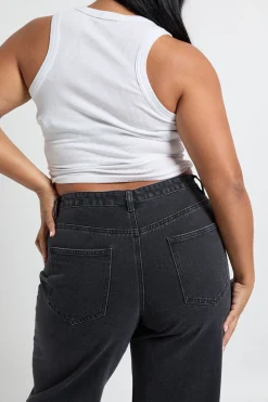 boohoo Jean droit délavé Plus<Femme Denim|Jeans