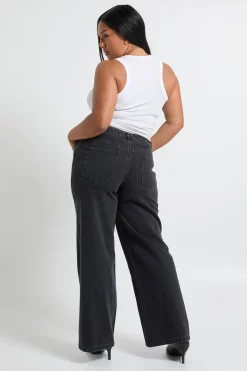 boohoo Jean droit délavé Plus<Femme Denim|Jeans