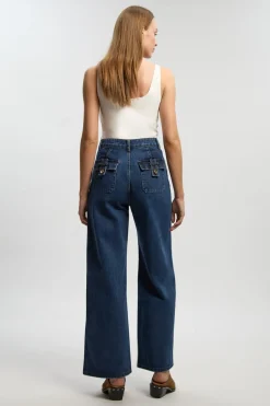 Jean Droit En Denim À Boutonnage Devant