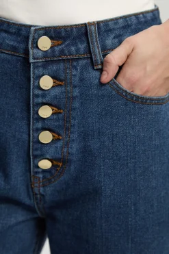 Jean Droit En Denim À Boutonnage Devant