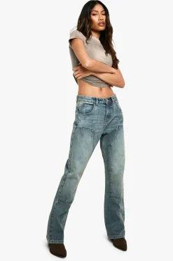 boohoo Jean droit en denim Carpenter<Femme Denim|Jeans