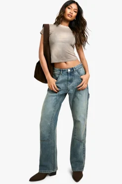 boohoo Jean droit en denim Carpenter<Femme Denim|Jeans