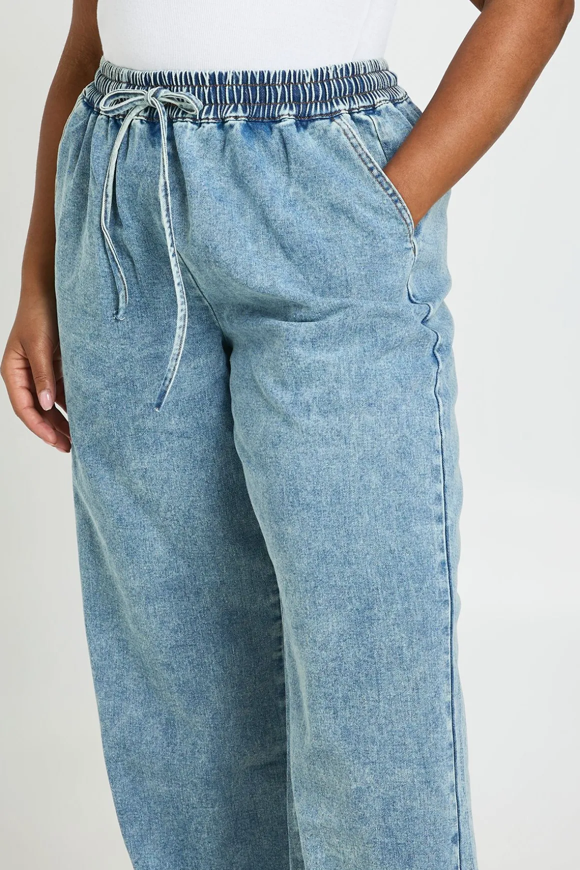 Jean Droit Grande Taille À Taille Élastiquée