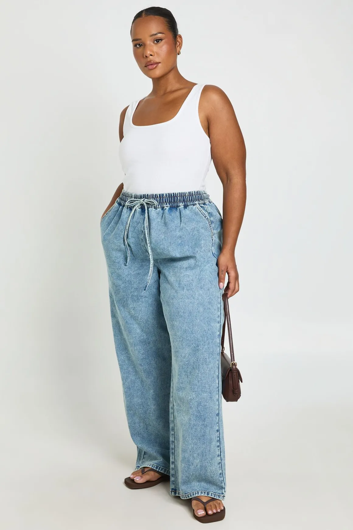 Jean Droit Grande Taille À Taille Élastiquée