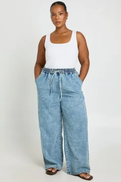 Jean Droit Grande Taille À Taille Élastiquée