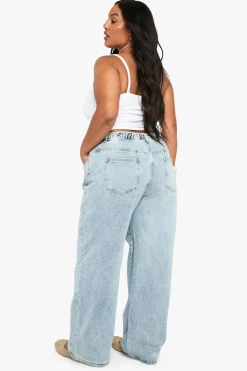 boohoo Jean droit à lacets à l'arrière élastiqués<Femme Denim|Jeans