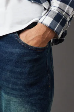 Burton Jean Droit Stretch Délavage Vintage Foncé<Homme Denim|Denim