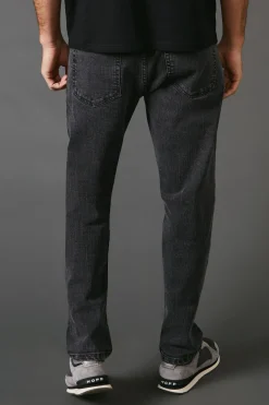 Jean Droit Stretch Noir Délavé Coupe Ajustée