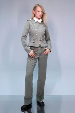 Jean Droit Taille Haute Avec Revers