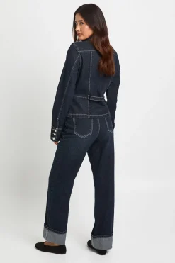 boohoo Jean Droit Taille Haute Avec Revers<Femme Denim|Jeans