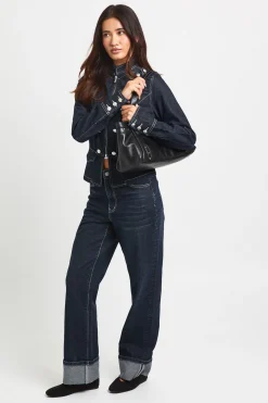 boohoo Jean Droit Taille Haute Avec Revers<Femme Denim|Jeans