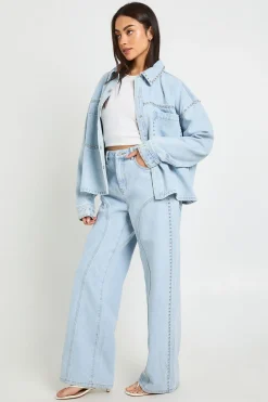 boohoo Jean Droit Taille Haute À Clous Style Western<Femme Denim|Jeans