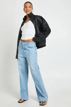Jean Droit Taille Haute Embelli