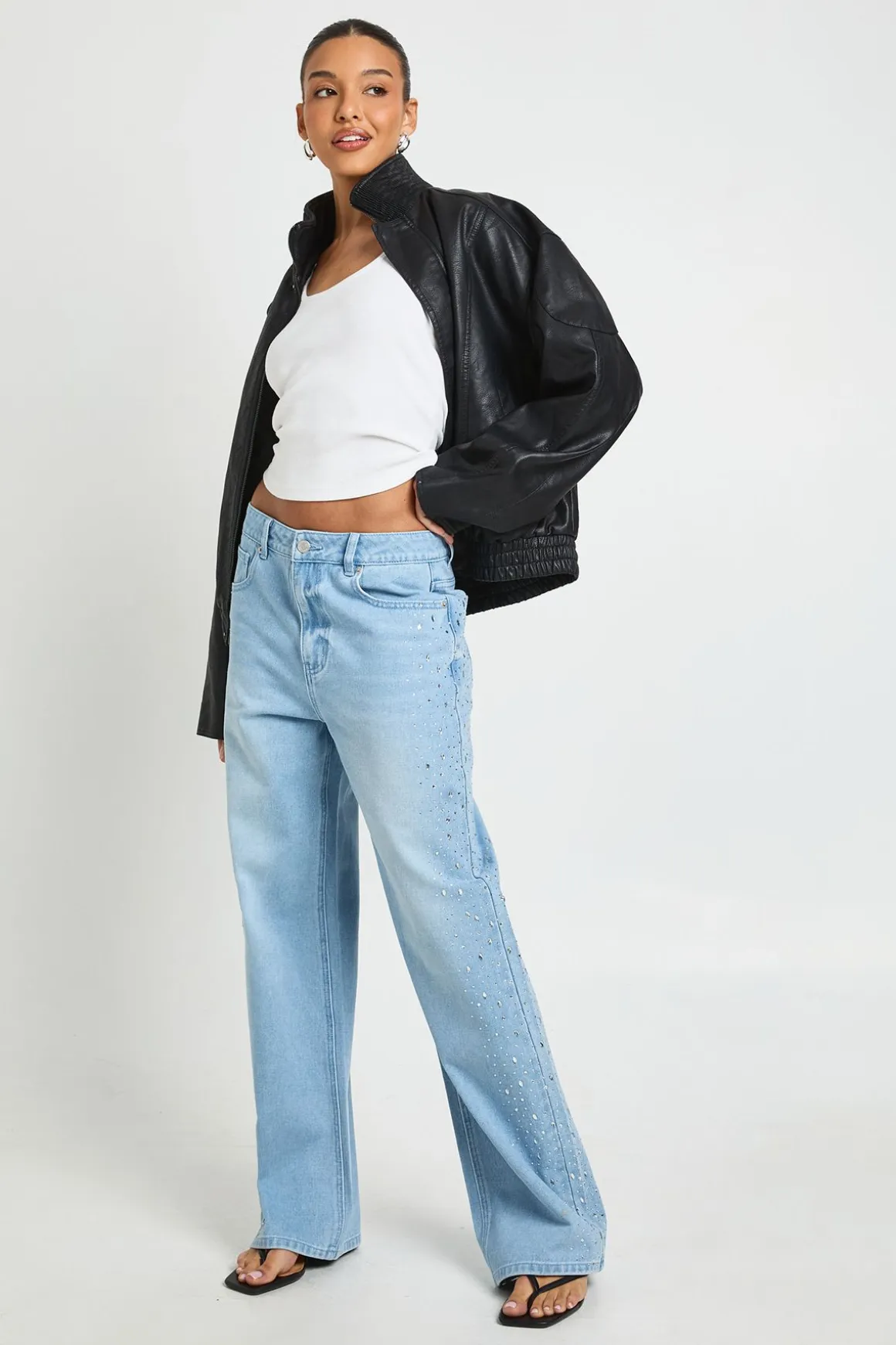 Jean Droit Taille Haute Embelli