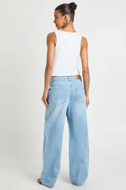 Jean Droit Taille Haute Embelli