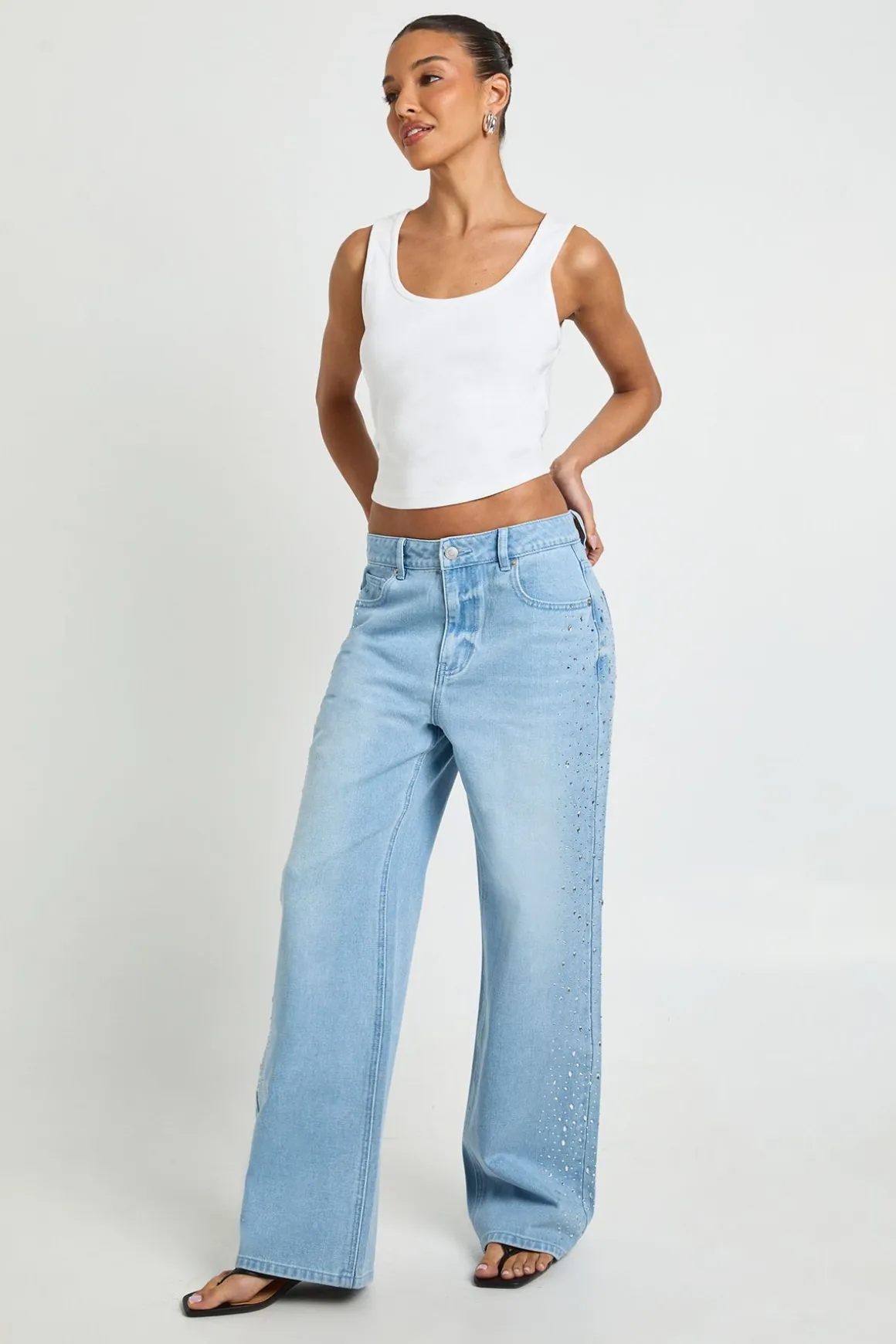 Jean Droit Taille Haute Embelli