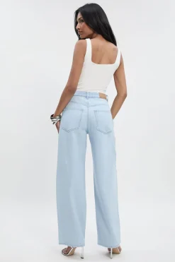 boohoo Jean droit à taille haute orné<Femme Denim|Jeans