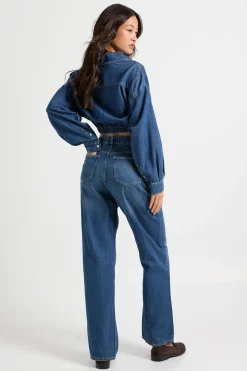 Jean droit à taille haute Tall Boohoo Basics