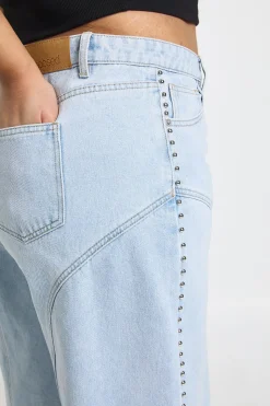 Jean Droit Taille Haute Western À Clous Grande Taille