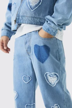 Jean en denim à appliqué cœur Relaxed Rigid