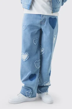 Jean en denim à appliqué cœur Relaxed Rigid