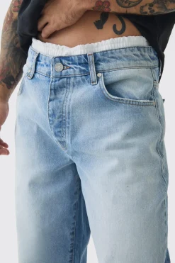 boohooMAN Jean en denim baggy à double ceinture rigide en<Homme Denim|Denim
