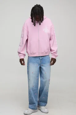 boohooMAN Jean en denim à coupe décontractée orné de motifs floraux<Homme Denim|Denim