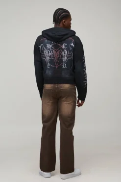 boohooMAN Jean en Denim Délavé Déchiré Coupe Droite Évasée<Homme Denim|Denim