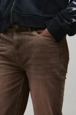boohooMAN Jean en Denim Délavé Déchiré Coupe Droite Évasée<Homme Denim|Denim