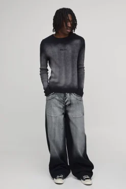 Jean En Denim Délavé À L'eau De Javel Coupe Baggy Rigide