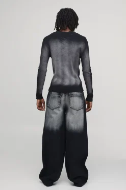 Jean En Denim Délavé À L'eau De Javel Coupe Baggy Rigide